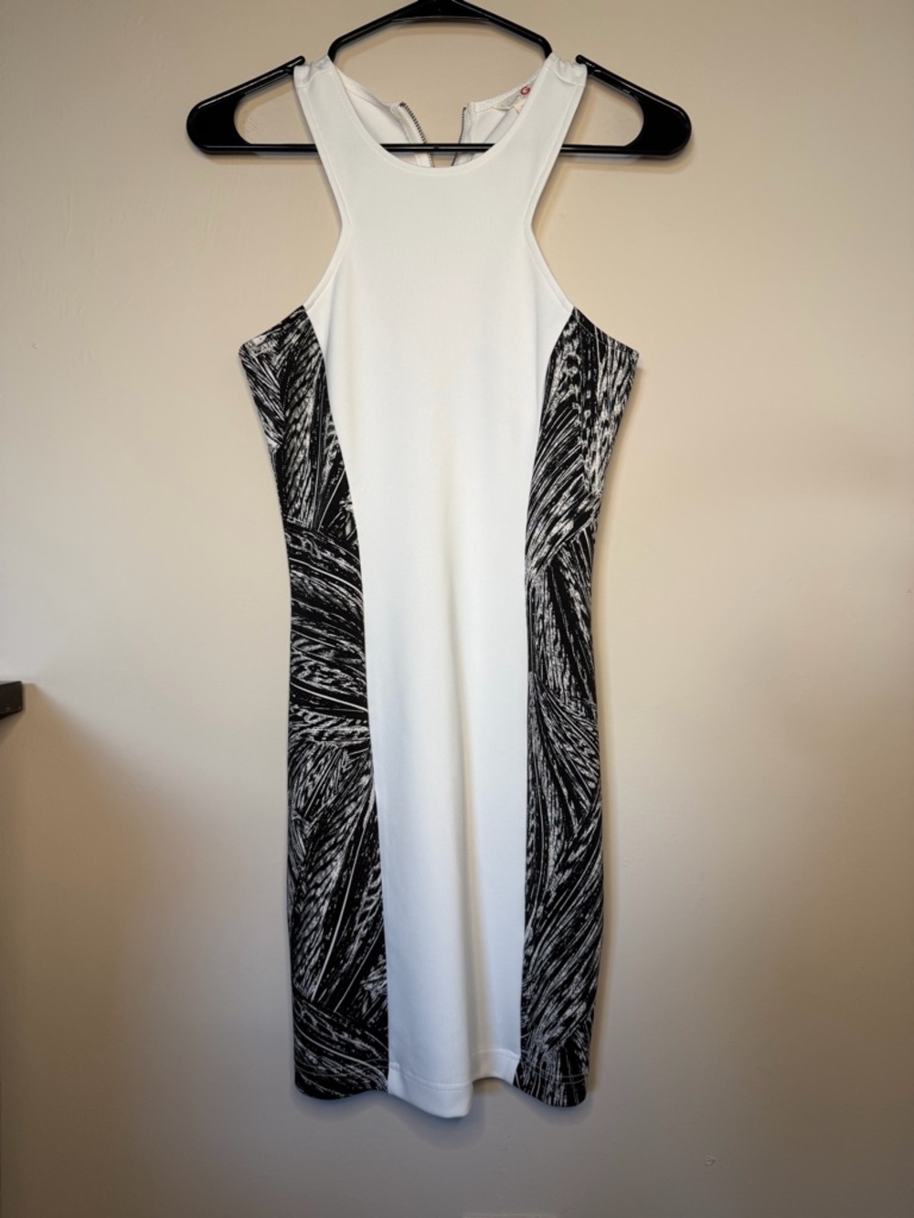 NWOT G by Guess White Dress with Black Patterned Side Panels